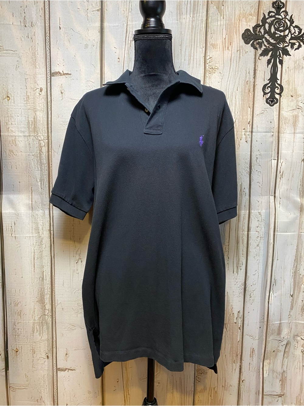 Ralph Lauren Black Polo with Purple Pony Embroidery Sz-XL